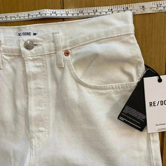 Re/Done Womens High Rise Straight Leg Frayed Hem Cotton 70s Stove Pipe 28 waist - Picture 9 of 12